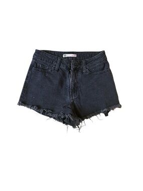 SO Black Frayed Hem High-Rise Denim Shorts